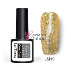 Oja semipermanenta LeMooc Platinum Effect UV / LED de 8 ml Cod LM19 Gold + 1 Cutie sclipici Auriu Cadou